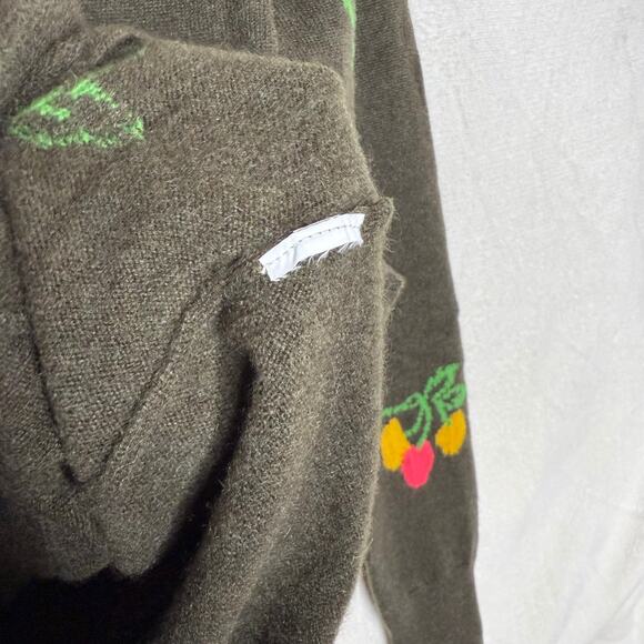 J. Crew Flower Bud Cashmere Button Down Boyfriend Cardigan Sweater Small Cherry - Picture 5 of 7